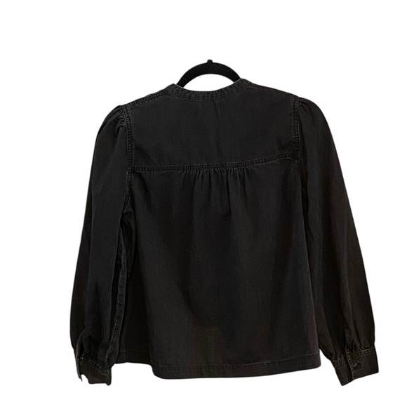 Madewell Denim Collarless Popover Shirt in Black Shrader Wash - Picture 6 of 7